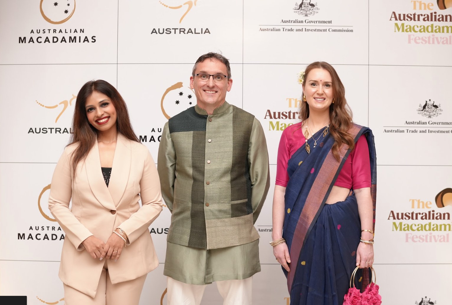 Guests at the festival photo wall